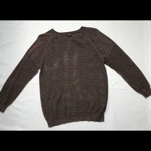 EXPRESS BROWN LONG SLEEVE NET medium sweater